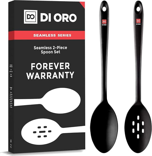Black silicone cooking spoons, 4-piece set