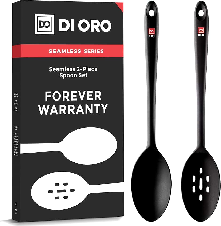 Large Silicone Cooking Spoons for Mixing and Serving