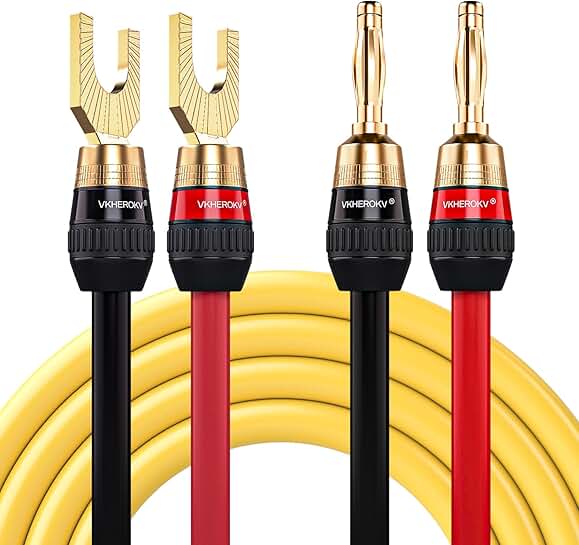 10 Gauge 1-Pair Speaker Wire with Gold Connectors
