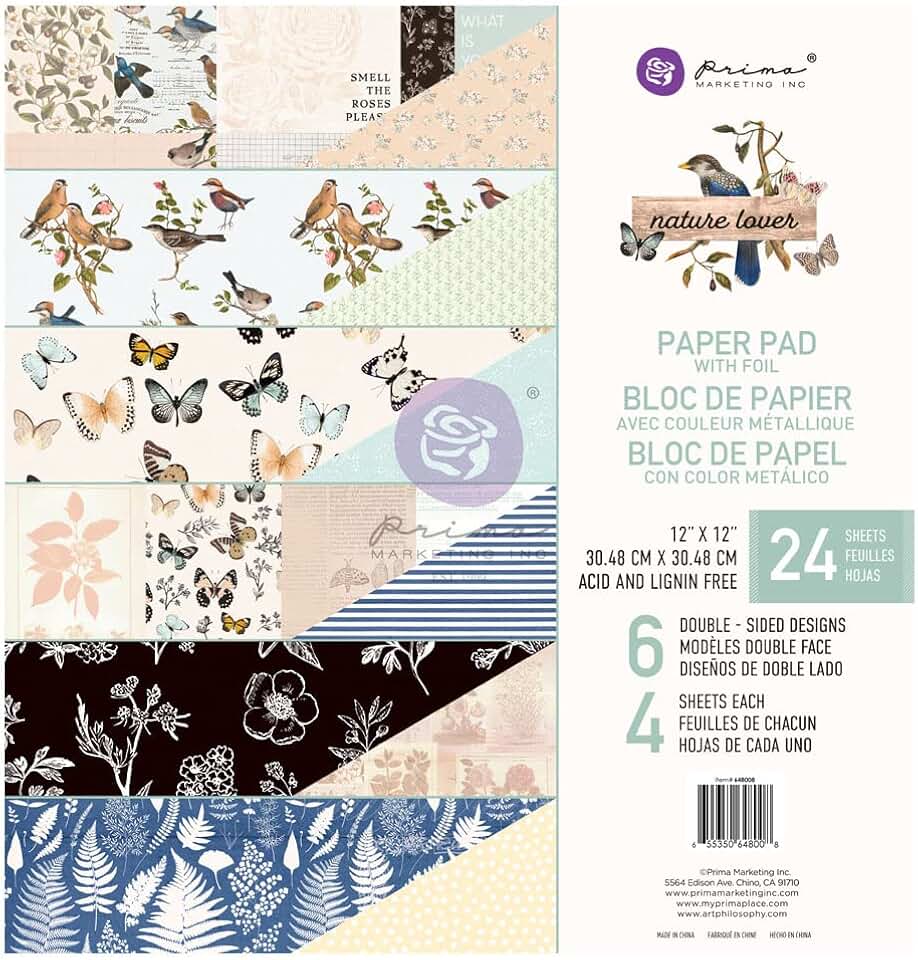 Nature Lover Paper Pad, 12x12, 6 Designs
