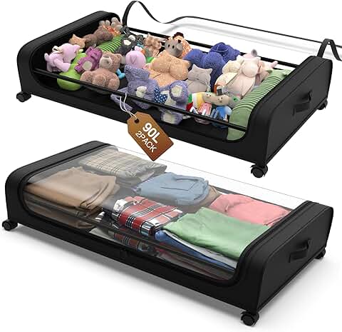 2 Pack Under Bed Storage Containers with Wheels
