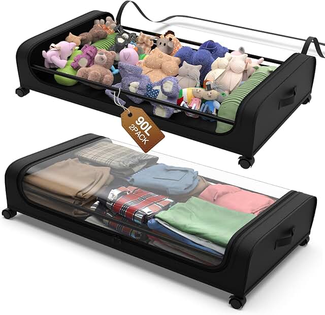 2 Pack Under Bed Storage Containers with Wheels