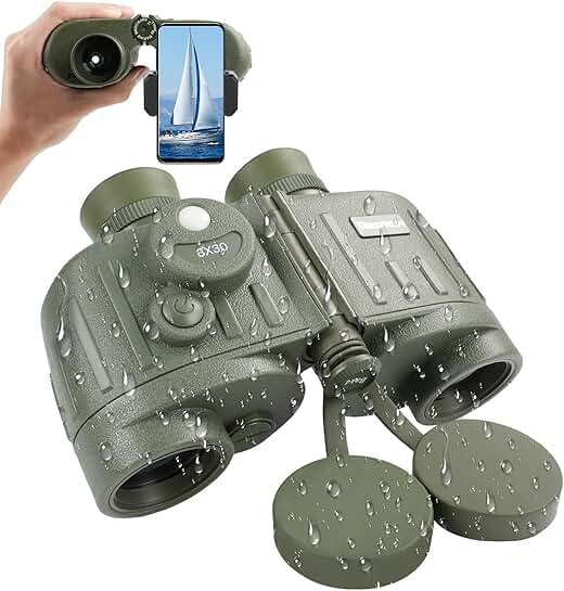 8x30 Marine Binoculars with Rangefinder and Compass