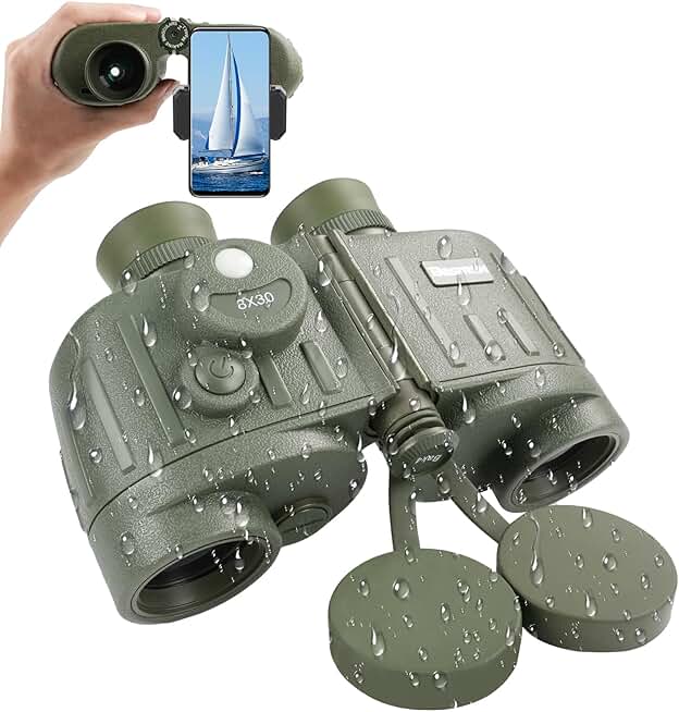 8x30 Marine Binoculars with Rangefinder and Compass