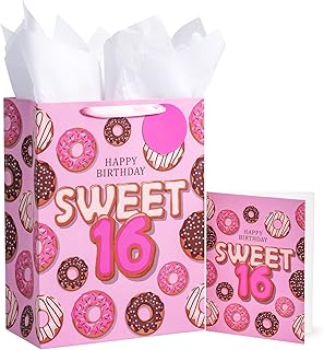Large 16th Birthday Gift Bag with Card and Tissue