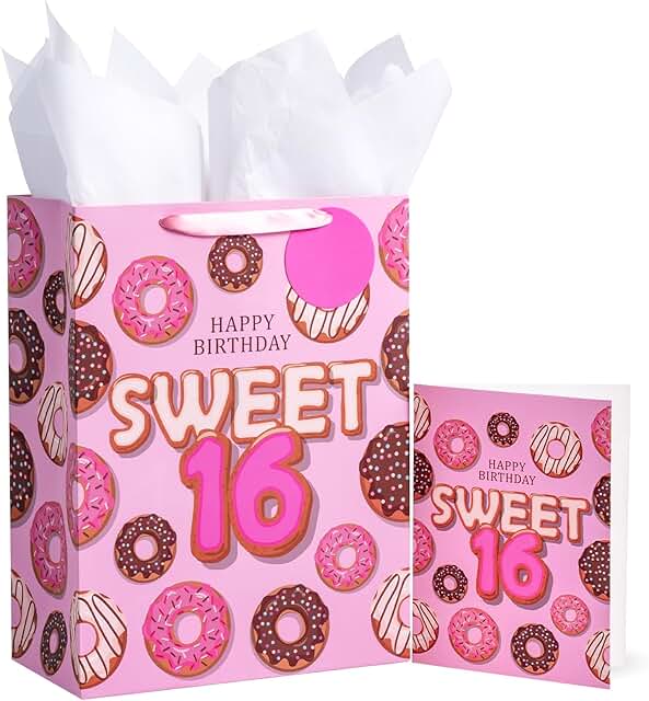 Large 16th Birthday Gift Bag with Card and Tissue