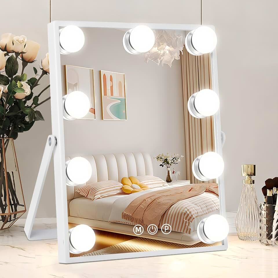 Lighted Vanity Mirror with Dimmable Bulbs and Touch Control