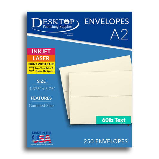 A2 Cream Square Flap Envelopes, Pack of 250