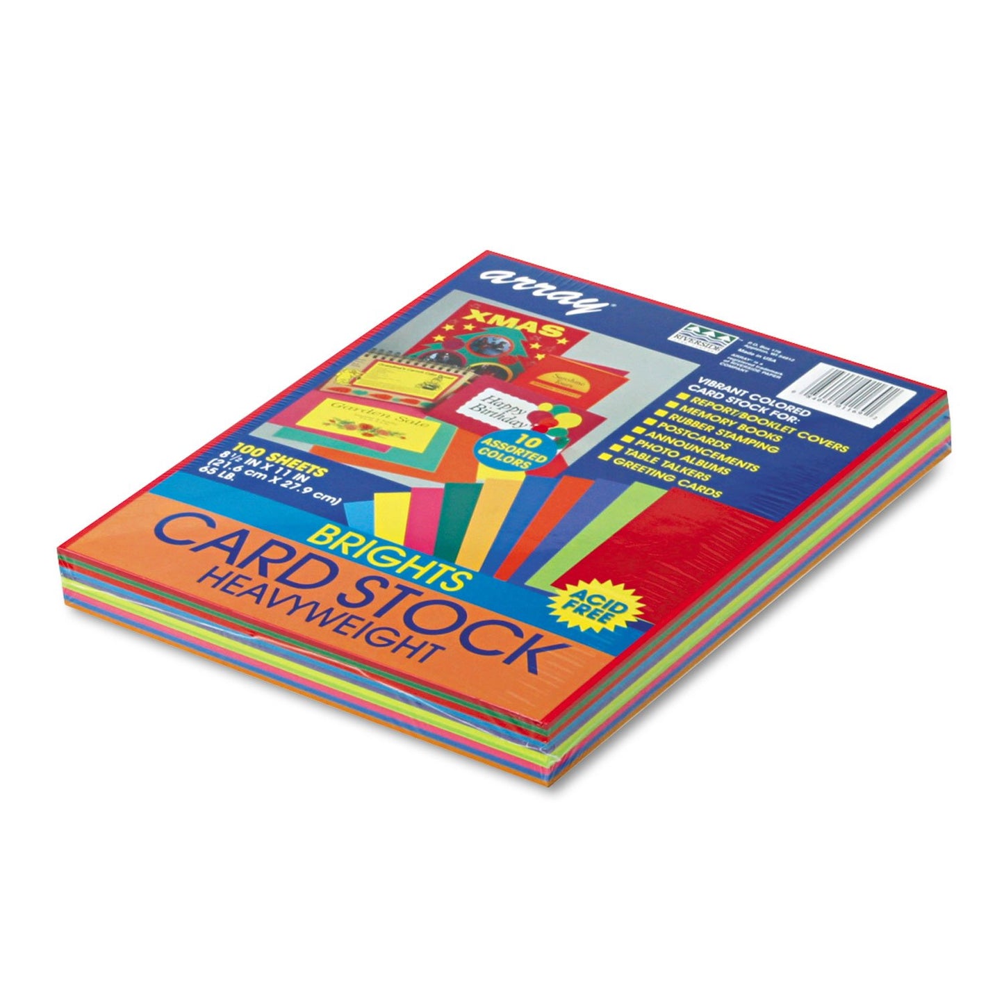 Colorful Assorted Card Stock, 10 Colors, 8.5" x 11", 100 Sheets