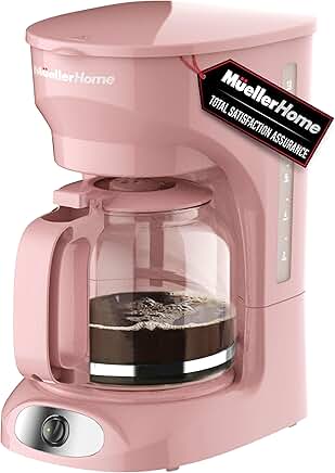 12-Cup Pink Coffee Maker with Borosilicate Carafe
