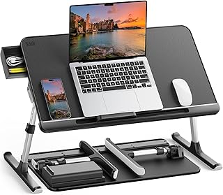Adjustable PVC Leather Laptop Bed Tray with Storage
