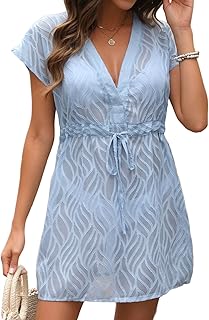 Women's Lace Short Sleeve Beach Coverup