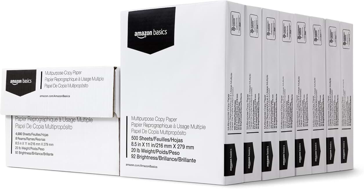 Multipurpose Copy Printer Paper, 20 lb, 8.5 x 11 Inches