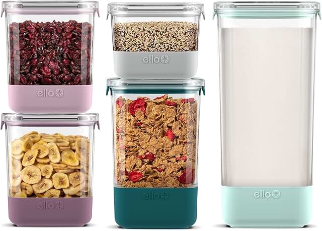 Set of 5 airtight plastic food storage containers