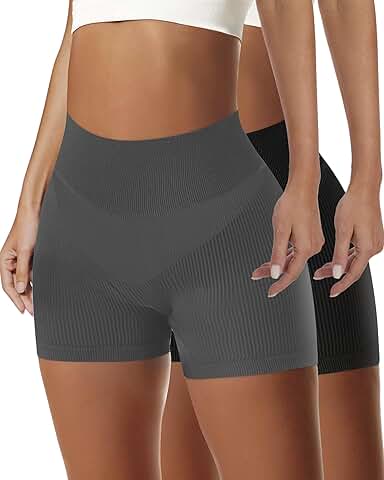 Two-Pack High Waist Seamless Biker Shorts for Women