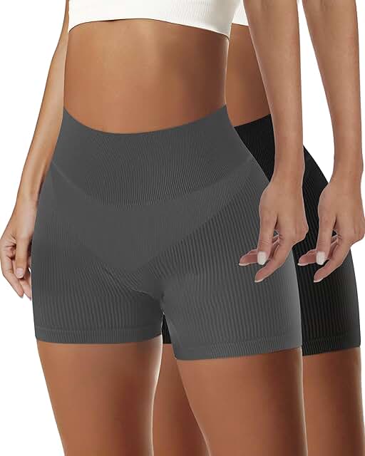 Two-Pack High Waist Seamless Biker Shorts for Women