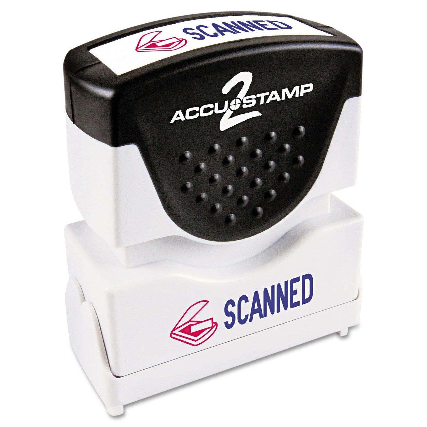 Pre-Inked Shutter Stamp with Microban, Red/Blue