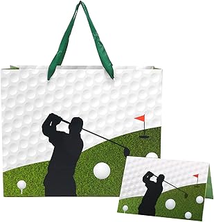 Golf Themed Birthday Gift Bag with Tissue and Card