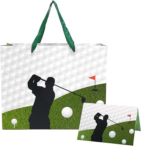 Golf Themed Birthday Gift Bag with Tissue and Card