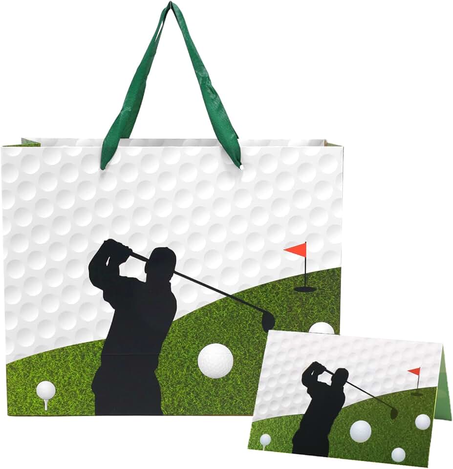 Golf Themed Birthday Gift Bag with Tissue and Card