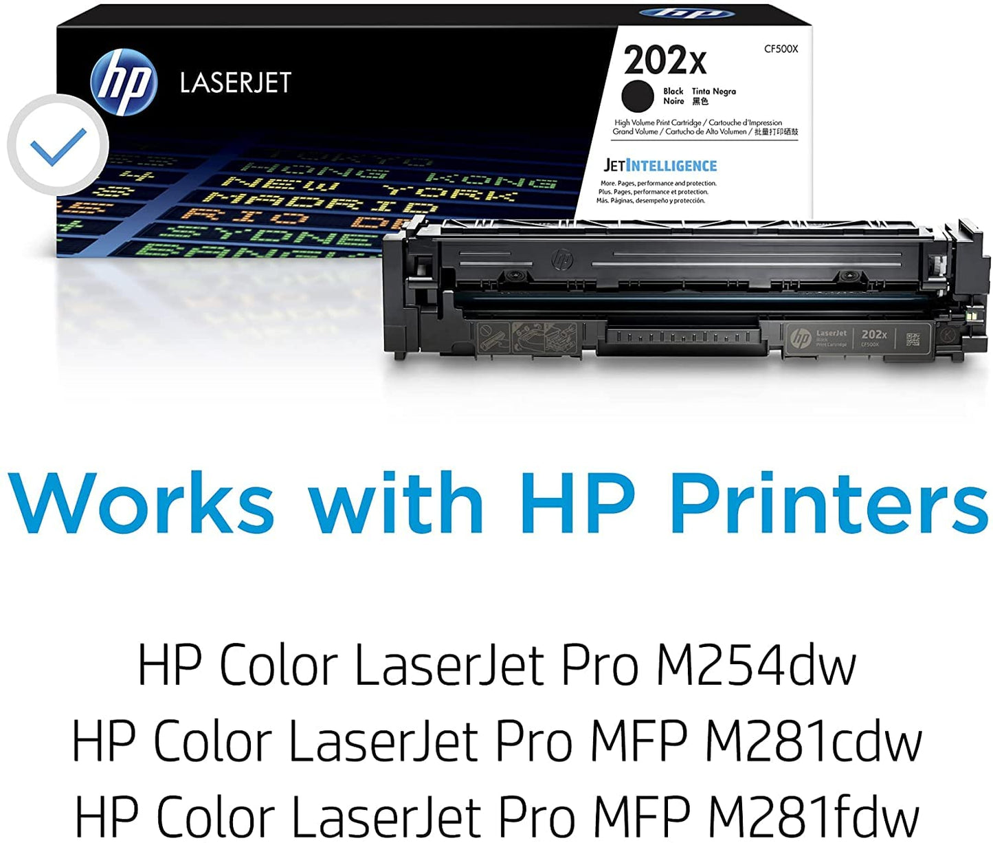 Original 202X Black High-yield Toner Cartridge ,Works with Color LaserJet Pro M254, Color LaserJet Pro MFP M281 Series CF500X