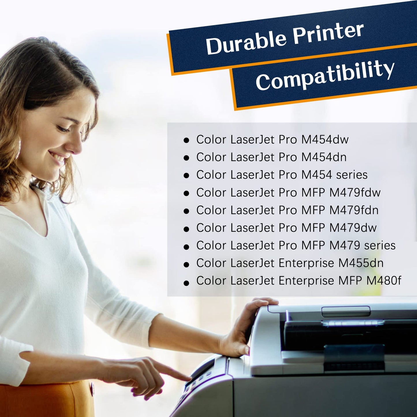 (with CHIP) Compatible Toner Cartridge Replacement for HP 414X W2020X 414A W2020A HP Color Pro MFP M479fdw M454dw M479fdn M454dn Toner Printer (High Yield, Black Cyan Yellow Magenta,4-Pack)