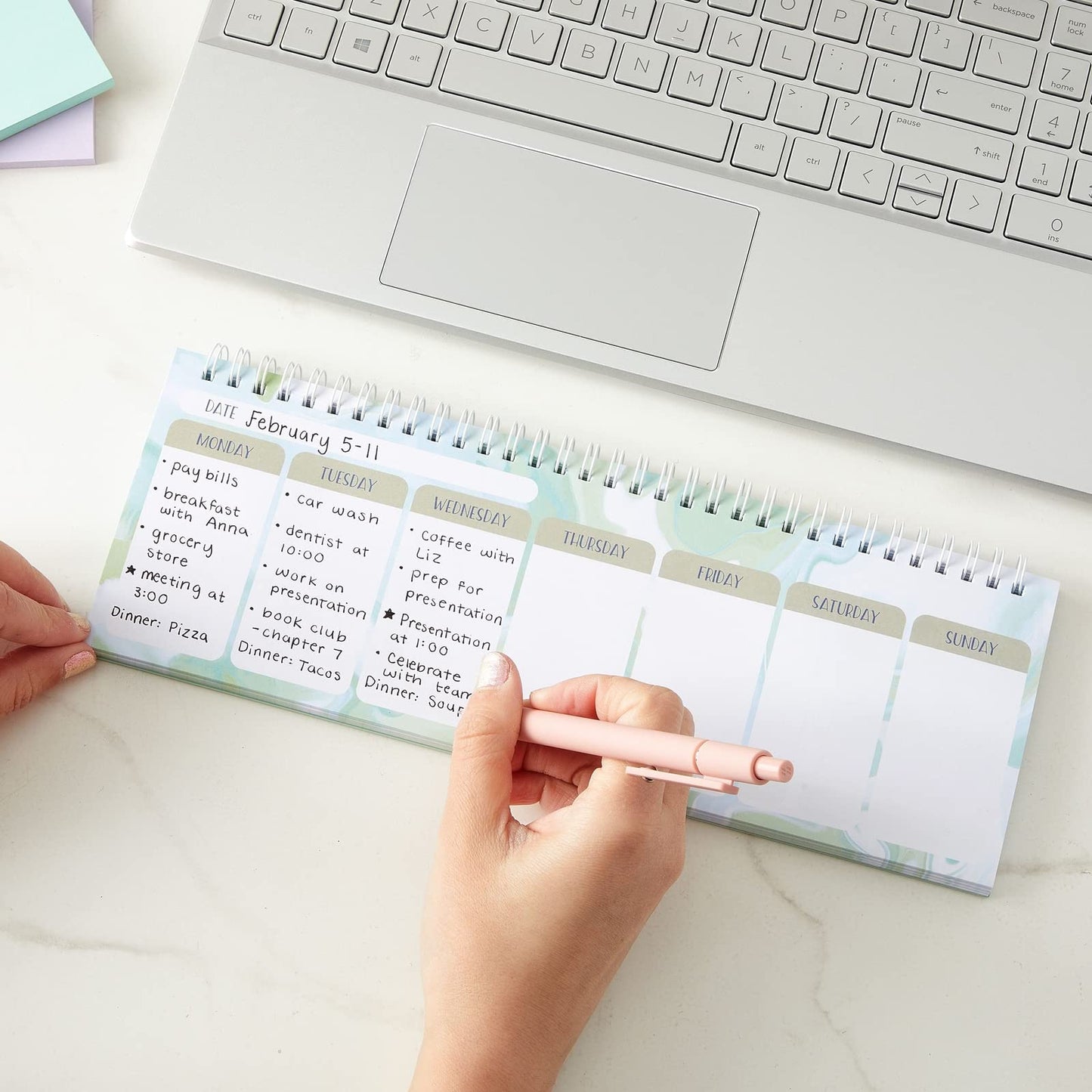 Green Spiral Weekly Planner with 52 Sheets