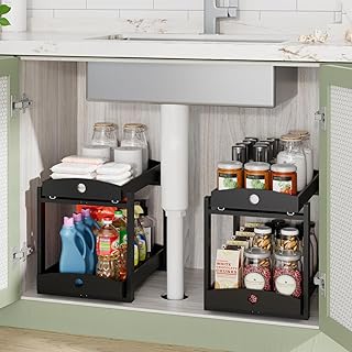 Bamboo Under Sink Organizer, 2 Pack