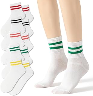Striped Retro Mini Crew Cotton Ankle Socks for Women