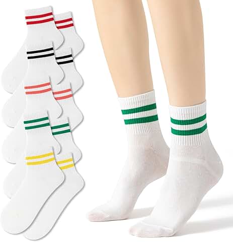 Striped Retro Mini Crew Cotton Ankle Socks for Women