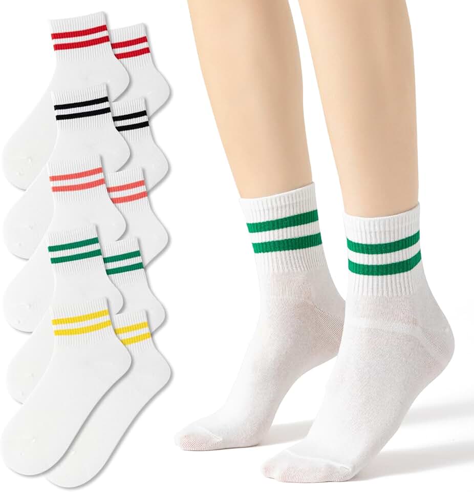 Striped Retro Mini Crew Cotton Ankle Socks for Women