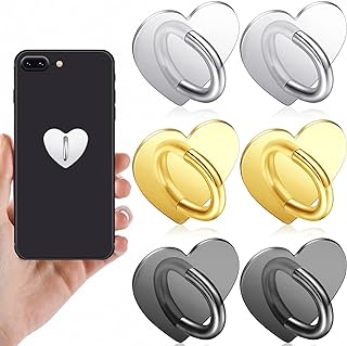 Six Heart Phone Ring Holders with Sticky Metal Loops