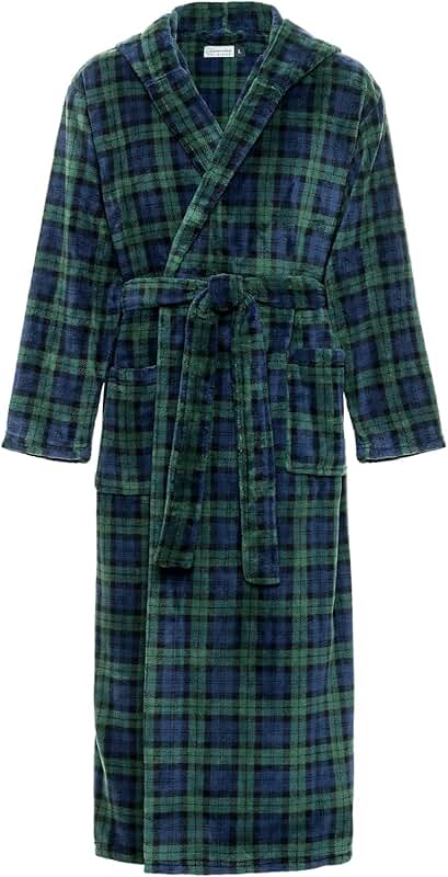 Hooded Plush Fleece Men's Bathrobe for Big and Tall