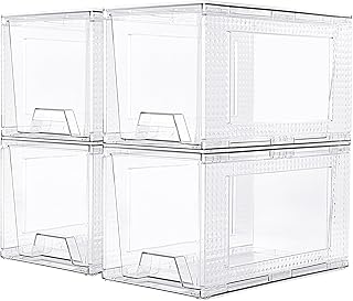 Set of 4 Clear Stackable Storage Drawers for Home Use