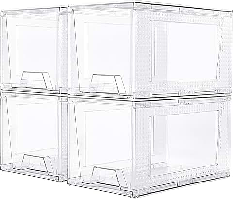 Set of 4 Clear Stackable Storage Drawers for Home Use
