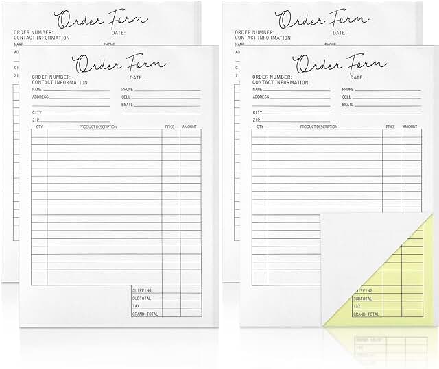 4 Pack Small Business Order Forms, 25 Sets
