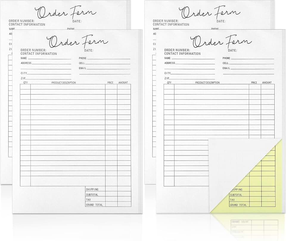 4 Pack Small Business Order Forms, 25 Sets