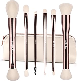 Dual-Ended Makeup Brush Set with Rose Gold Finish