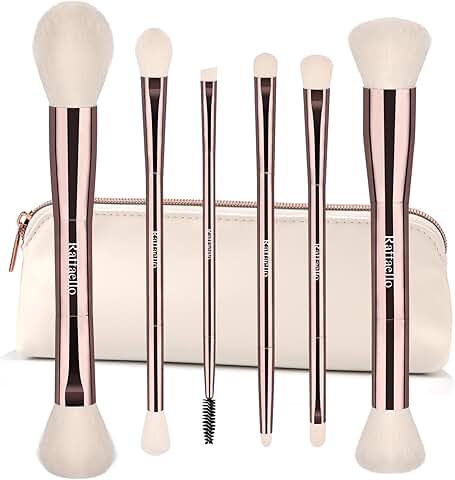 Dual-Ended Makeup Brush Set with Rose Gold Finish
