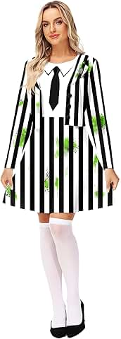 Black and white striped Halloween dress