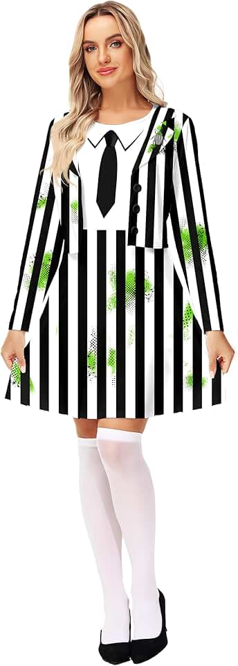 Black and white striped Halloween dress