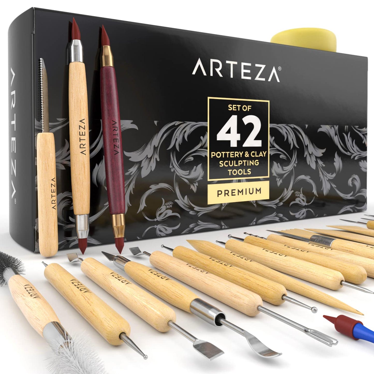 Polymer Clay Sculpting Set - 42-Piece Tools with Wooden Handles