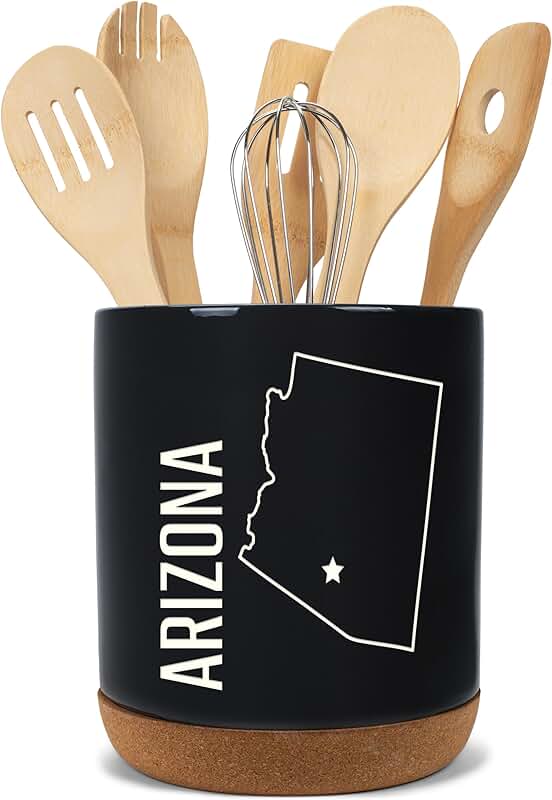 Large Arizona ceramic utensil holder with cork bottom