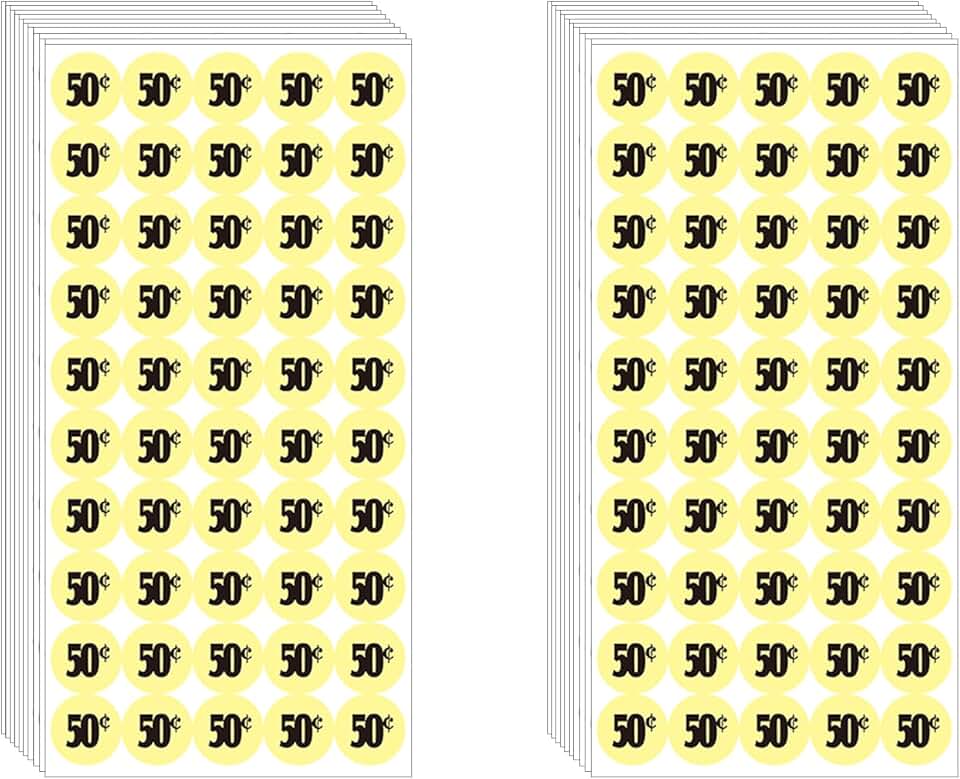 1000 Color-Coded Price Stickers for Garage Sale and Flea Market