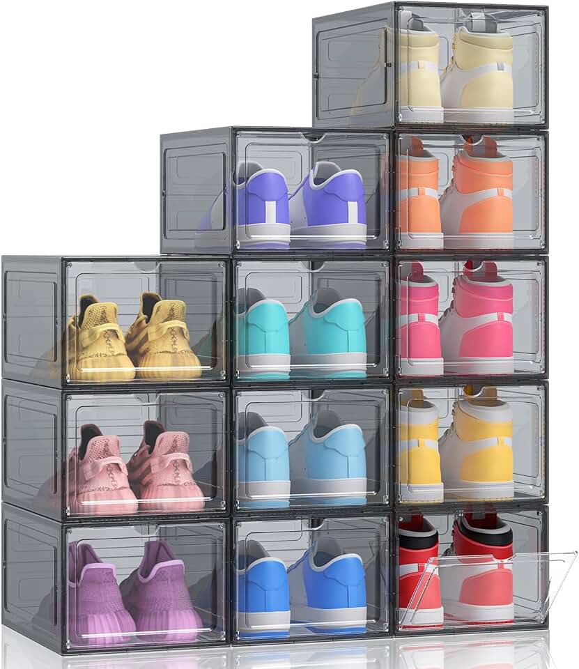 Thicker and Sturdier Shoe Storage Boxes, 12 Pack
