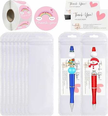 Resealable Packaging Bags with Thank You Cards and Stickers