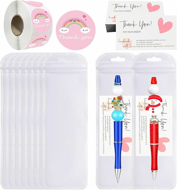 Resealable Packaging Bags with Thank You Cards and Stickers