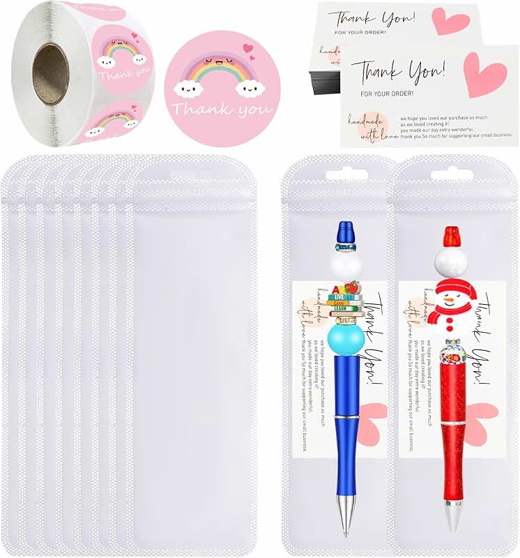 Resealable Packaging Bags with Thank You Cards and Stickers
