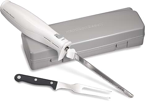 Electric knife set for carving meats, bread, foam, and more