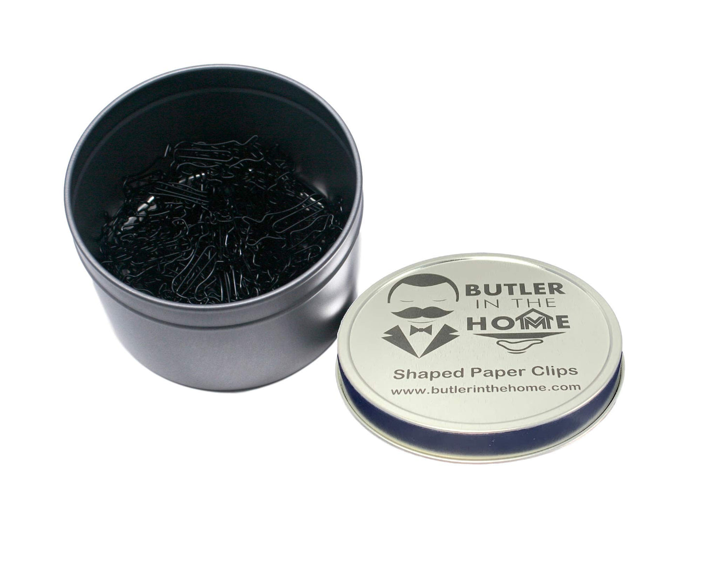 Cow-shaped paper clips in tin box, 100 pieces